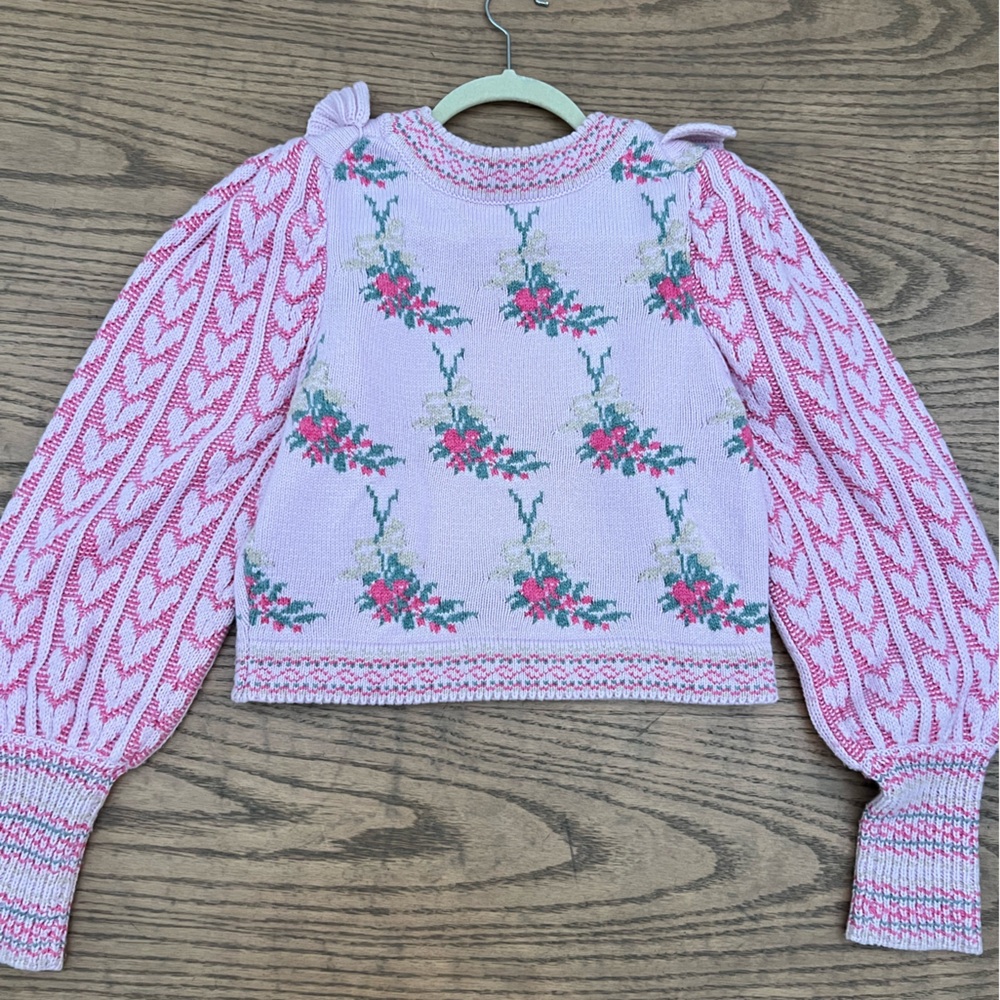 LoveShackFancy Pink and Green Knit Sweater - Picture 5 of 7